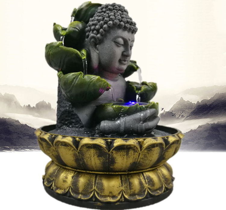 Buddha 2021 Feng Shui Product Creative Resin Crafts Buda Fountain Home Office Decoration Elegant Buddha Welcome Statue