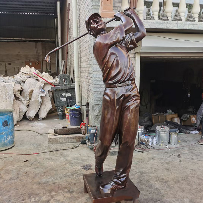 Customized Resin Fiberglass Metal Brass Outdoor Landscape Sculpture Life Size Bronze Garden Golf Statues