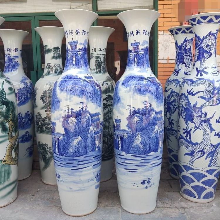 Floor Vase Hand Painting Big Vase Large Home Decor Elegant Grandes Jarrones Chinos Antique Style Chinese Floor Vase For Hotel