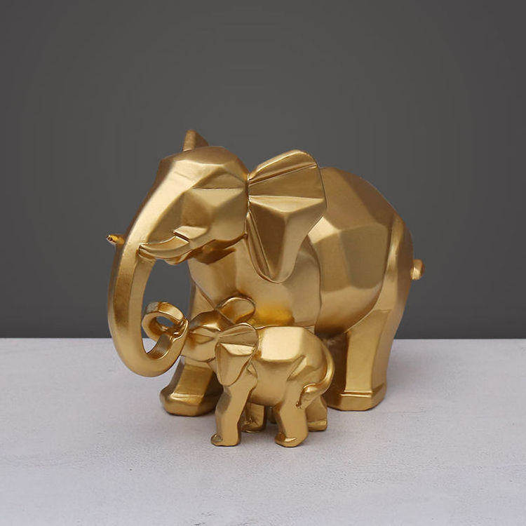 Noedic Entrance Living Room Desktop Animal Figure Decoration Goud Olifant Beeld Modern Simple  Geometrical Elephant Figure