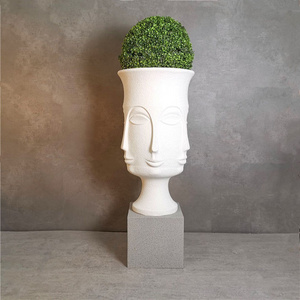 Floor Vase Nordic Style White Frp Sandblasting Vasi Giganti Abstract Ornaments Large Face Big Floor Pot Vase For Decorations