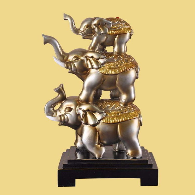 Modern 3 Stacked Elephant Family Livingroom Lucky Ornament Creative Familia De Elefantes Wedding Gift Elephant Home Decor Retail