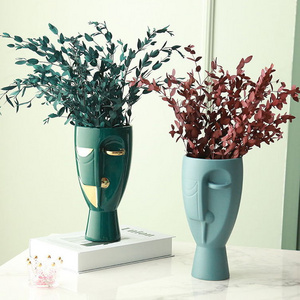 Nordic Vase 2021 Indian Art Home Decor Creative Flower Arrangement Gezicht Vaas Nordic Style Tabletop Funny Face Ceramic Vase