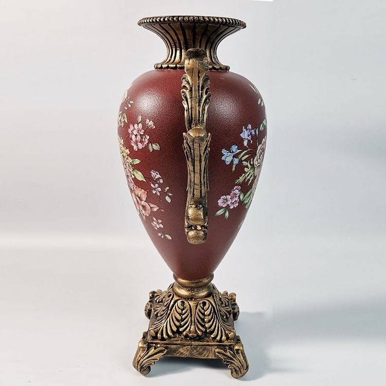 Painted Flowers Resin Vase House Decoration Elegance Jarrones Grandes Alto De De Lujo Home Decor Antique European Vase