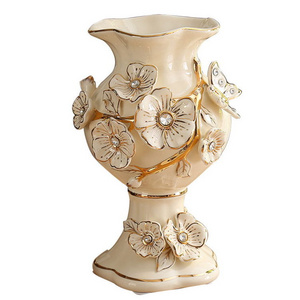 Modern European Decor High End Living Room Tabletop Vase Schedel Glazen Vaas 3D Flower Butterfly Porcelain Luxury Vases