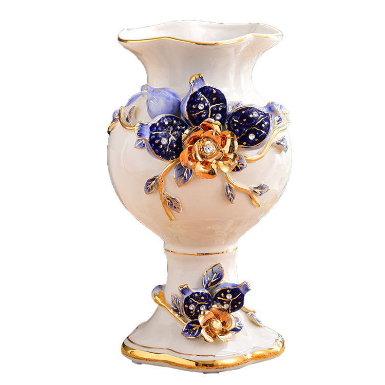 2022 New Gilt Painted Vases Decor De Luxe Vaso Ceramics White Porcelain Crafts Exquisite European Style Unique Vase