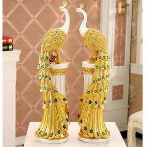 Modern Peacock Ornaments Resin Crafts Luxury Living Room Floor Stand Peacock Decor 2021 Latest Decoration For Wedding Event