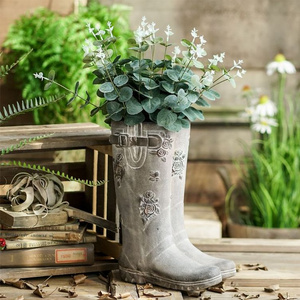 Floor Vase Creative Vintage Boots Shape Home Decor Flower Pot Tall Jarrones Decorativos Home Decoration Floor Stand Boot Vase