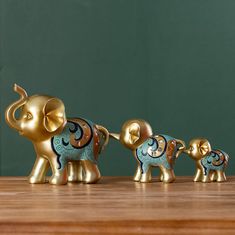 2021 Creative Living Room Home Decor 3 Cute Elefante Figura Fengshui Ornament Lucky Resin Crafts 3 Small Elephant Figurine