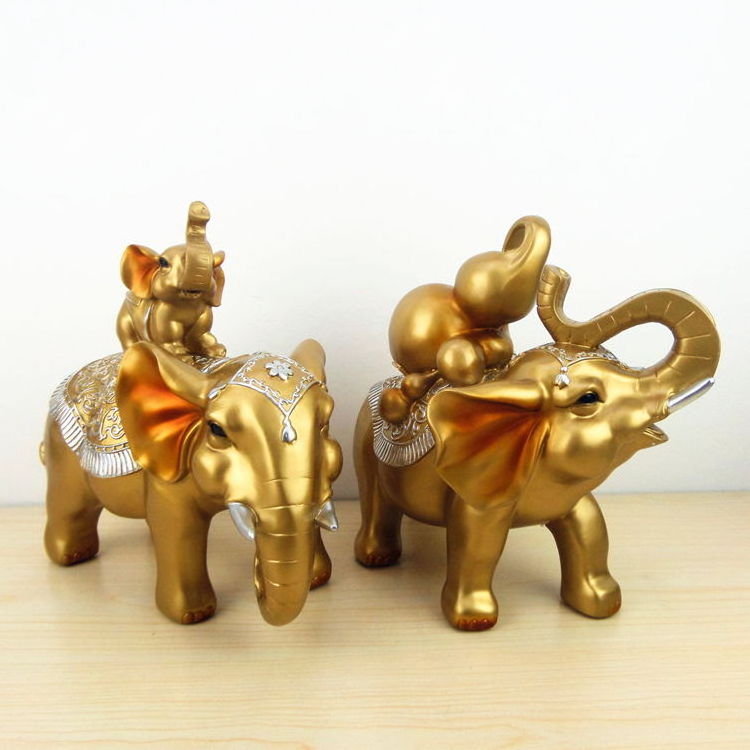 Luxury Gold Good Luck Elephant Home Office Decor 2 Pcs Elefante Dorado Para El Hogar Europe Small Elephants Animal Statues