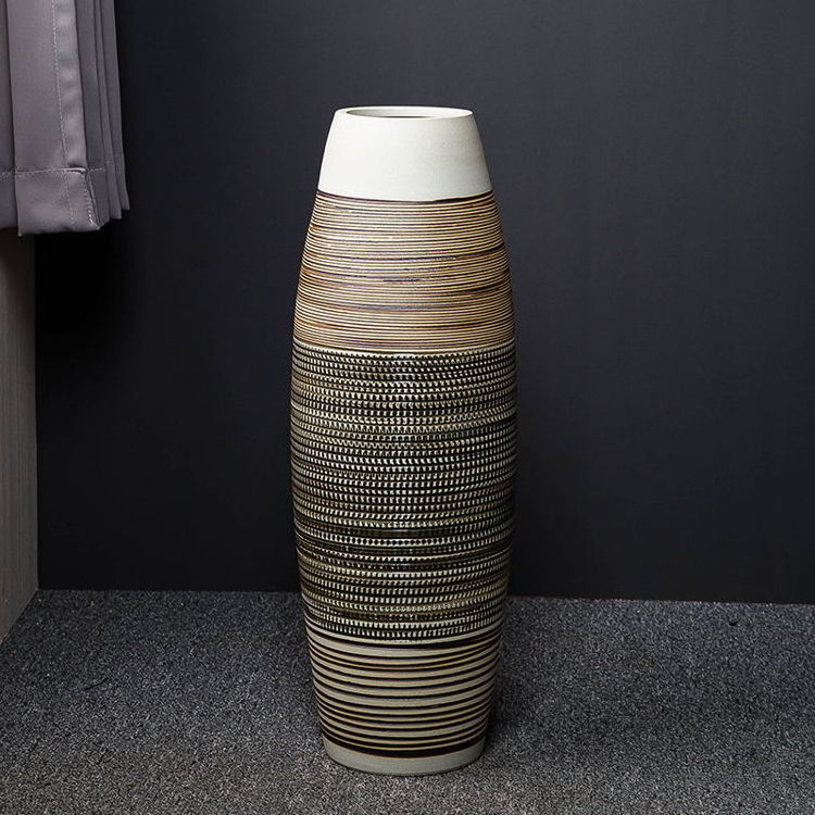 Floor Vase Creative New Hotel Living Room Ceramics Vases Decoration Unique Florero De Cilindros Kiln Change Floor Length Vase