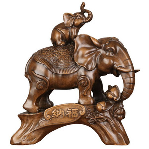 Wood Color Vintage Elephant Living Room Lucky Ornament Resina Elefantes Adornos De Casa  Elegant Office Decorative Elephant