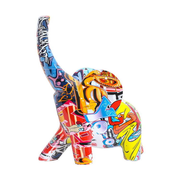 Latest Design Art Decorative Figure Home Living Room Olifant Beeld Ornament Abstract Art Resin Graffiti Elephant Statue