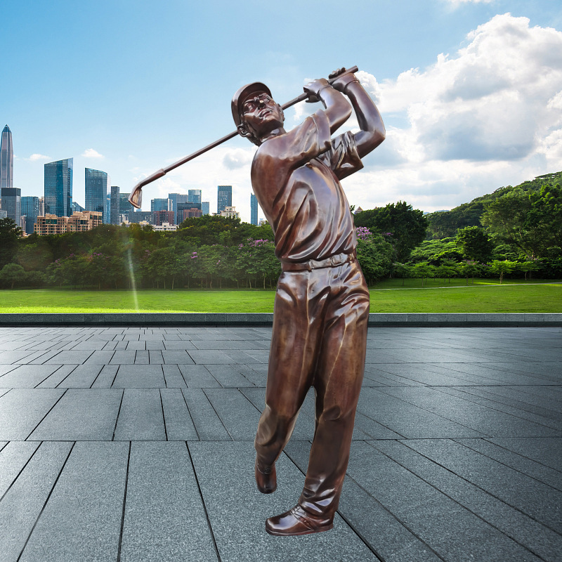 New Custom Life Size Golfer Statue Resin Bronze Stainless Steel Golfer Sculpture Modern Lebensgrosse Golfer Statue