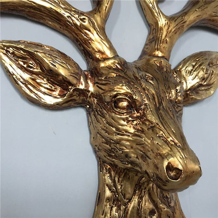 2022 New Design Lifelike 3D Animal Wall Art Night Club Bar Shop Hirsch Geweih Gold Resin Deer Head Wall Hangings For Home Decor