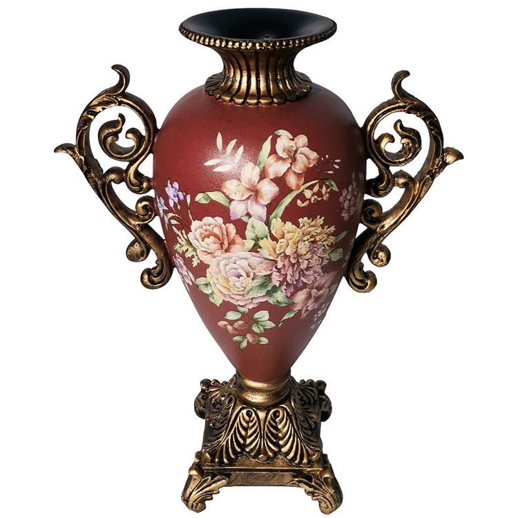 Painted Flowers Resin Vase House Decoration Elegance Jarrones Grandes Alto De De Lujo Home Decor Antique European Vase