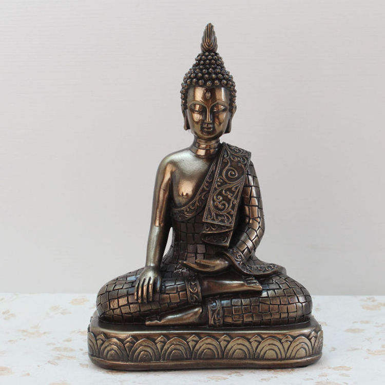 Buddha Wholesale Cheap Buddhism Home Decor Resin Crafts Thai Fengshui Buda Decoracion Elegant Golden Thai Buddha Statue