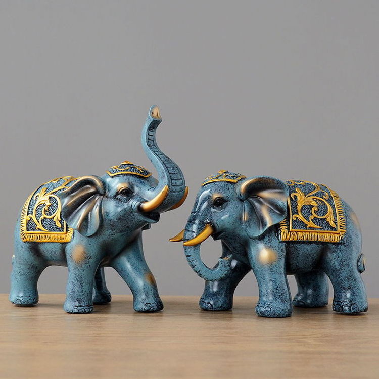 2021 Cheap Fengshui Walking Elephant Home Decoration Living Room Figura De Elefante Hot Handmade Resin Elephant Statue