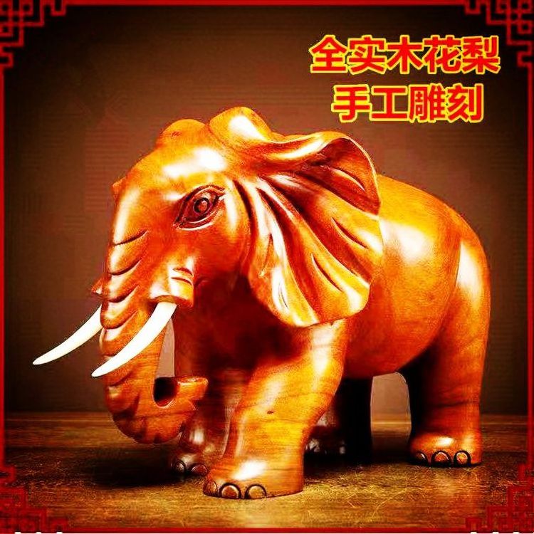 Hot Sell Fengshui Lucky Crafts Home Office Desk Table Decoration Figuras De Elefantes Antique Wood Elephant Figurines