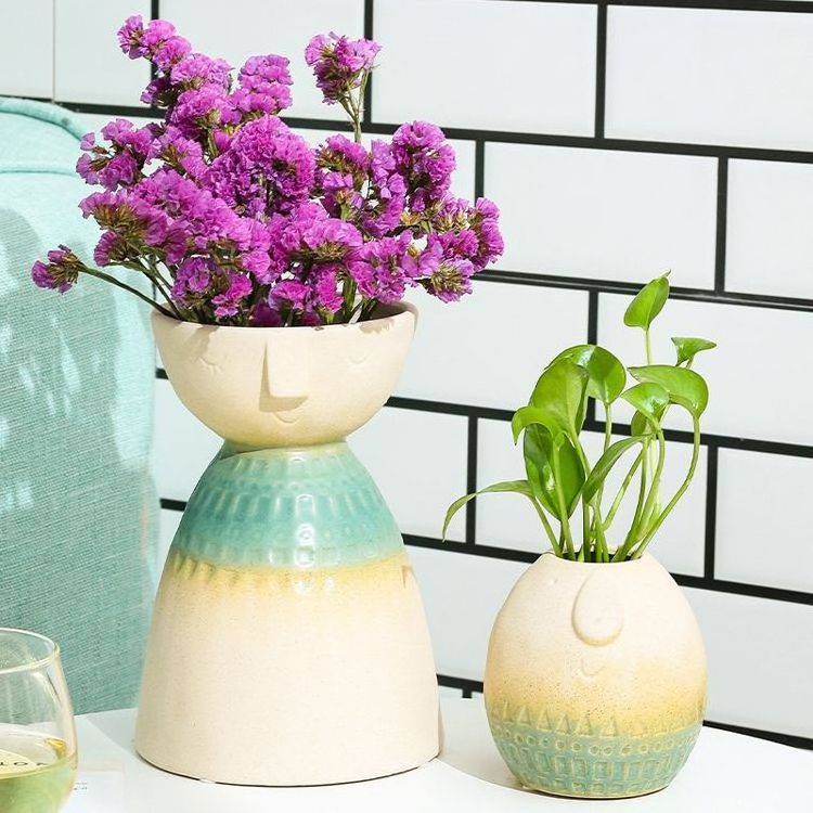 Creative Cartoon Cute Face Vase Planter Home Decor Vasos De Plantas