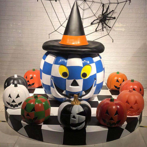 Creative Design Christmas Decoratio-Halloween Outdoor Pumpkin Sculpture Kabak Heykel Large Colors Fiberglass Pumpkin Statues