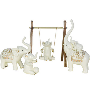 Modern Living Room House Decoration Creative Wedding Gift Elefante Estatua Cute Resin 5 Elephant Family Home Decor Retail