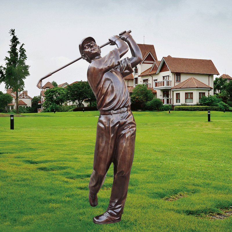 New Custom Life Size Golfer Statue Resin Bronze Stainless Steel Golfer Sculpture Modern Lebensgrosse Golfer Statue