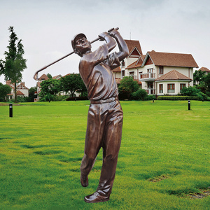 New Custom Life Size Golfer Statue Resin Bronze Stainless Steel Golfer Sculpture Modern Lebensgrosse Golfer Statue