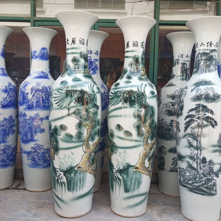 Floor Vase Hand Painting Big Vase Large Home Decor Elegant Grandes Jarrones Chinos Antique Style Chinese Floor Vase For Hotel