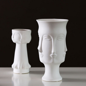 Face Vase 2021 Latest White Unique Visage Vase Hot Sell Creative Modern Nordic Ceramic 6 Faces Vases For Home Decor