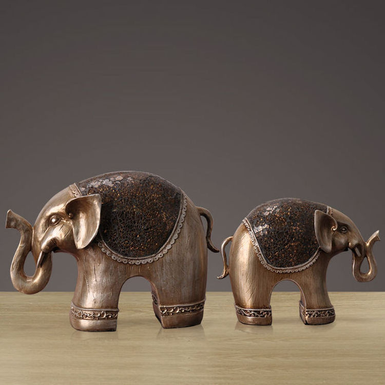 Creative Wedding Gift Couple Elephant Home Decor Item 2Pcs Set Living Room Elefant Statues Lucky Blue Elephant Ornament