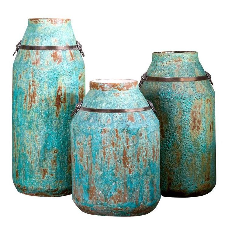 Creative Unusual Shape Office Decor Vase Unique Jarron Grande De Piso Blue Painted Floor Stand Big Vases For Home Decor