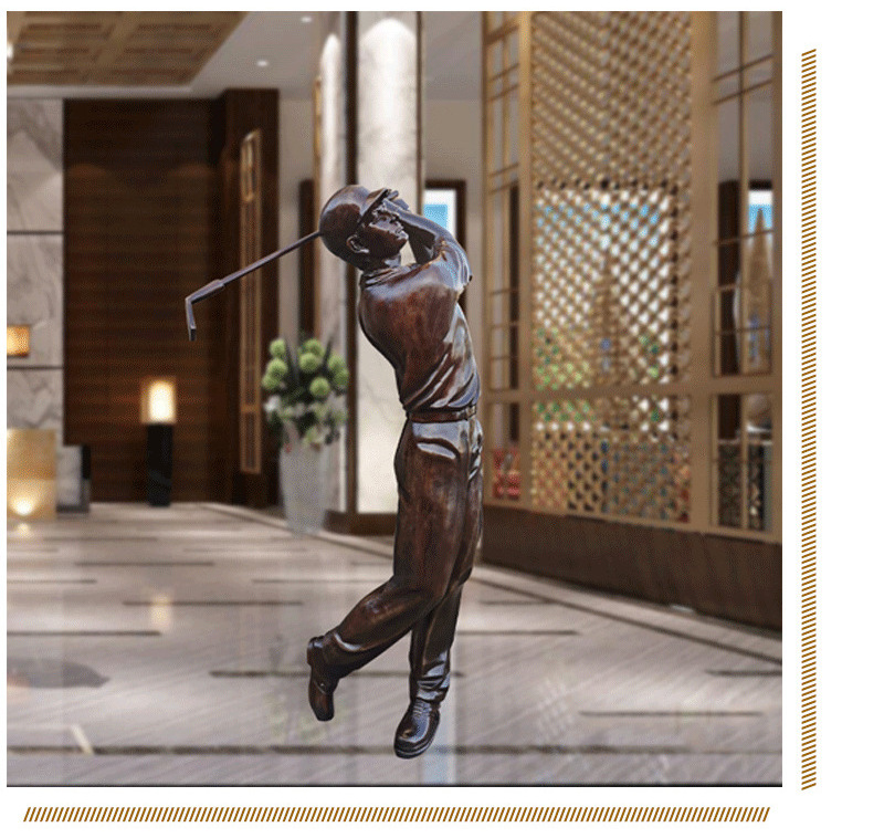 New Custom Life Size Golfer Statue Resin Bronze Stainless Steel Golfer Sculpture Modern Lebensgrosse Golfer Statue