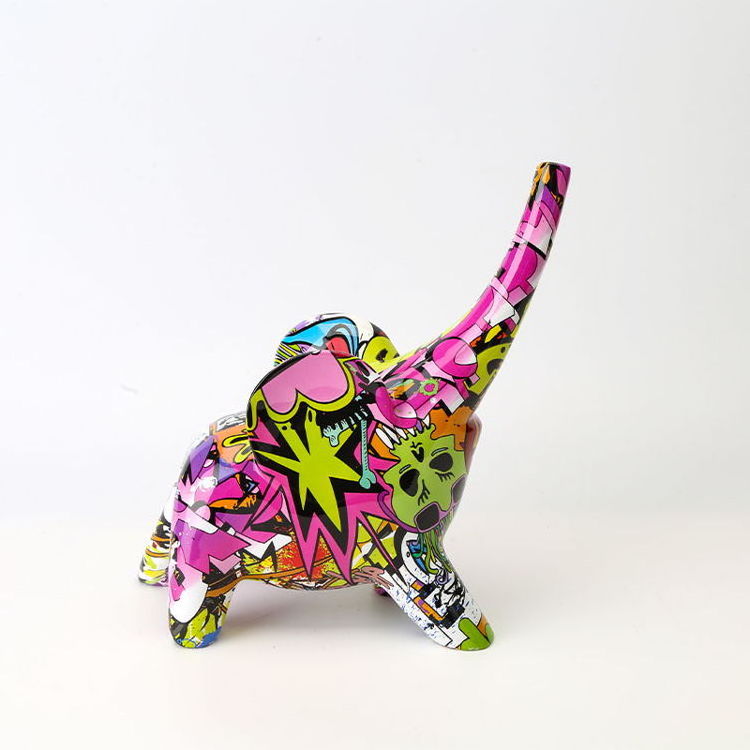 Latest Design Art Decorative Figure Home Living Room Olifant Beeld Ornament Abstract Art Resin Graffiti Elephant Statue