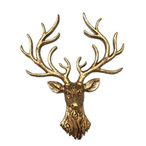 2022 New Design Lifelike 3D Animal Wall Art Night Club Bar Shop Hirsch Geweih Gold Resin Deer Head Wall Hangings For Home Decor