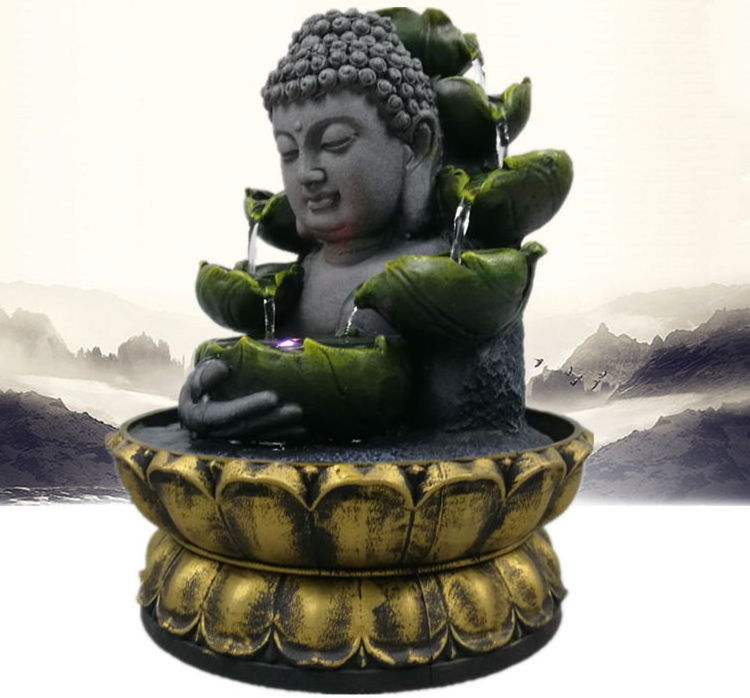 Buddha 2021 Feng Shui Product Creative Resin Crafts Buda Fountain Home Office Decoration Elegant Buddha Welcome Statue