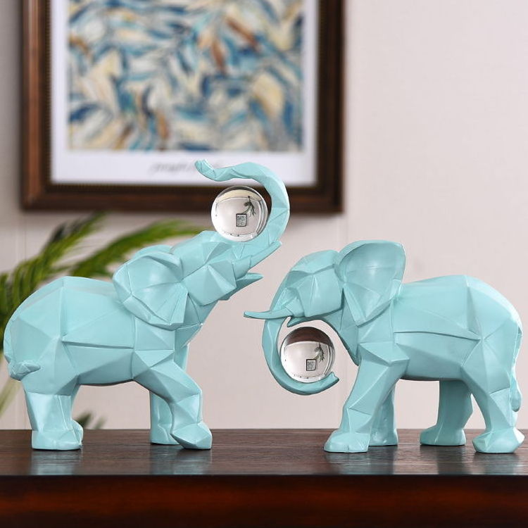 Creative Wedding Couple Elephant Home Decoration Gifts Geometry Elefante Adorno Home Office Desktop Elephant Sculpture