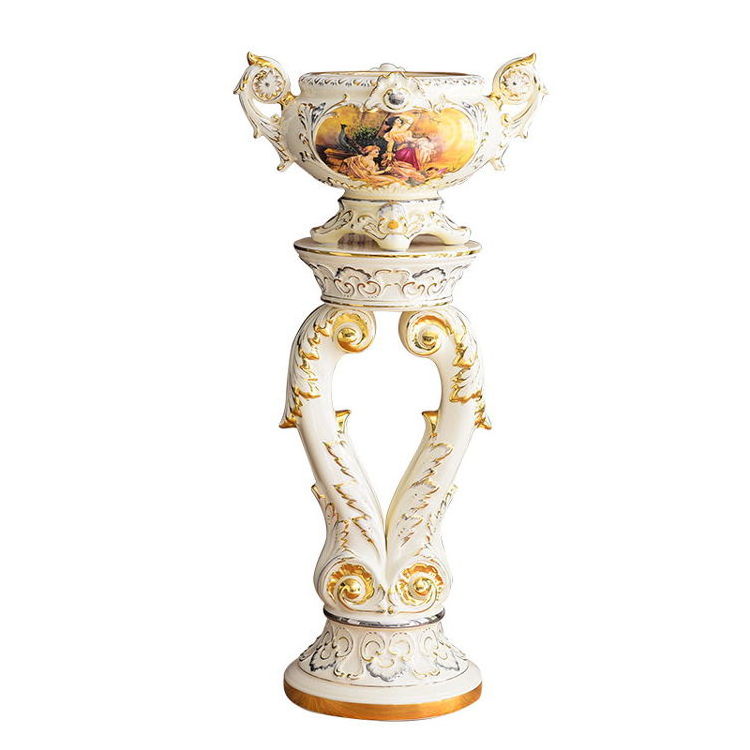 High End Luxury European Home Decor Royal Design Flowerpot Vaso Decorativos Ceramic Roman Column 2022 Luxury Vase