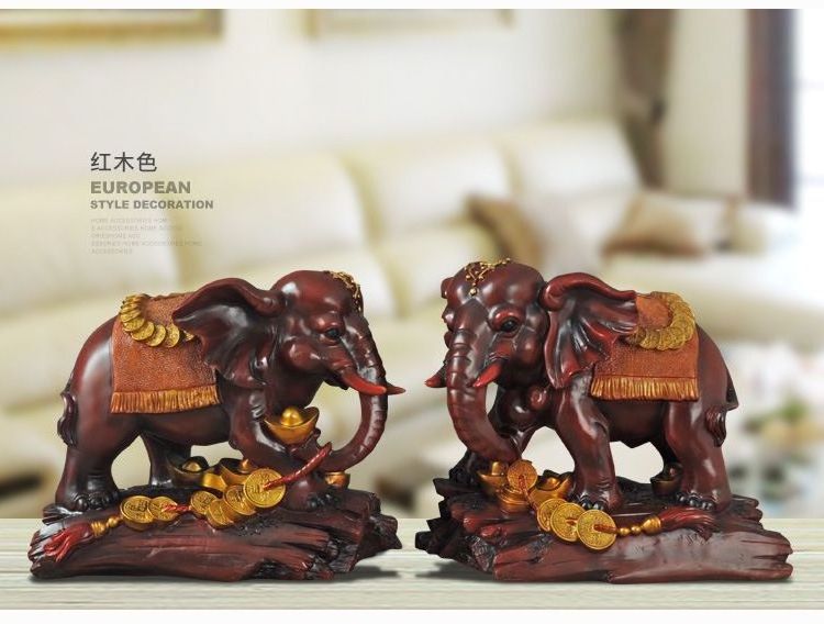 European Style Fengshui Lucky Craft Items Decoration Gift Luxury Adornos Elefantes Living Room Elephant Figurine Home Decor