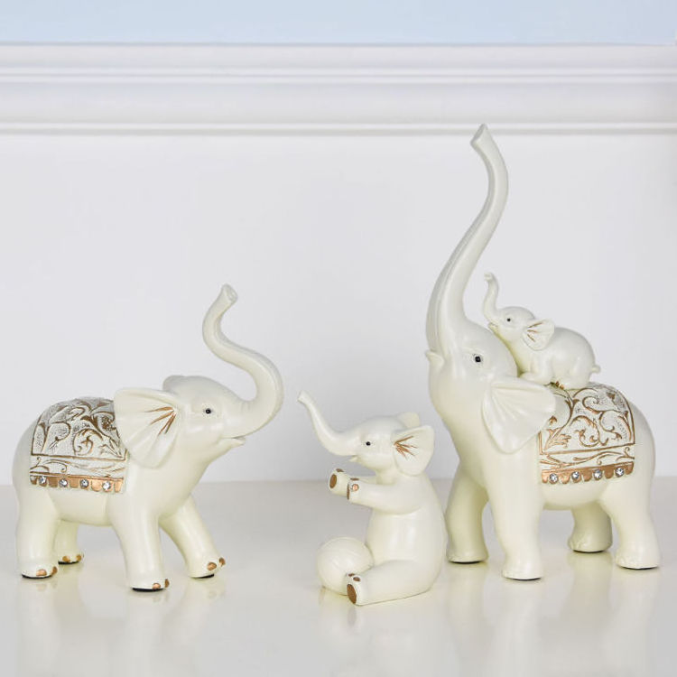 Modern Living Room House Decoration Creative Wedding Gift Elefante Estatua Cute Resin 5 Elephant Family Home Decor Retail