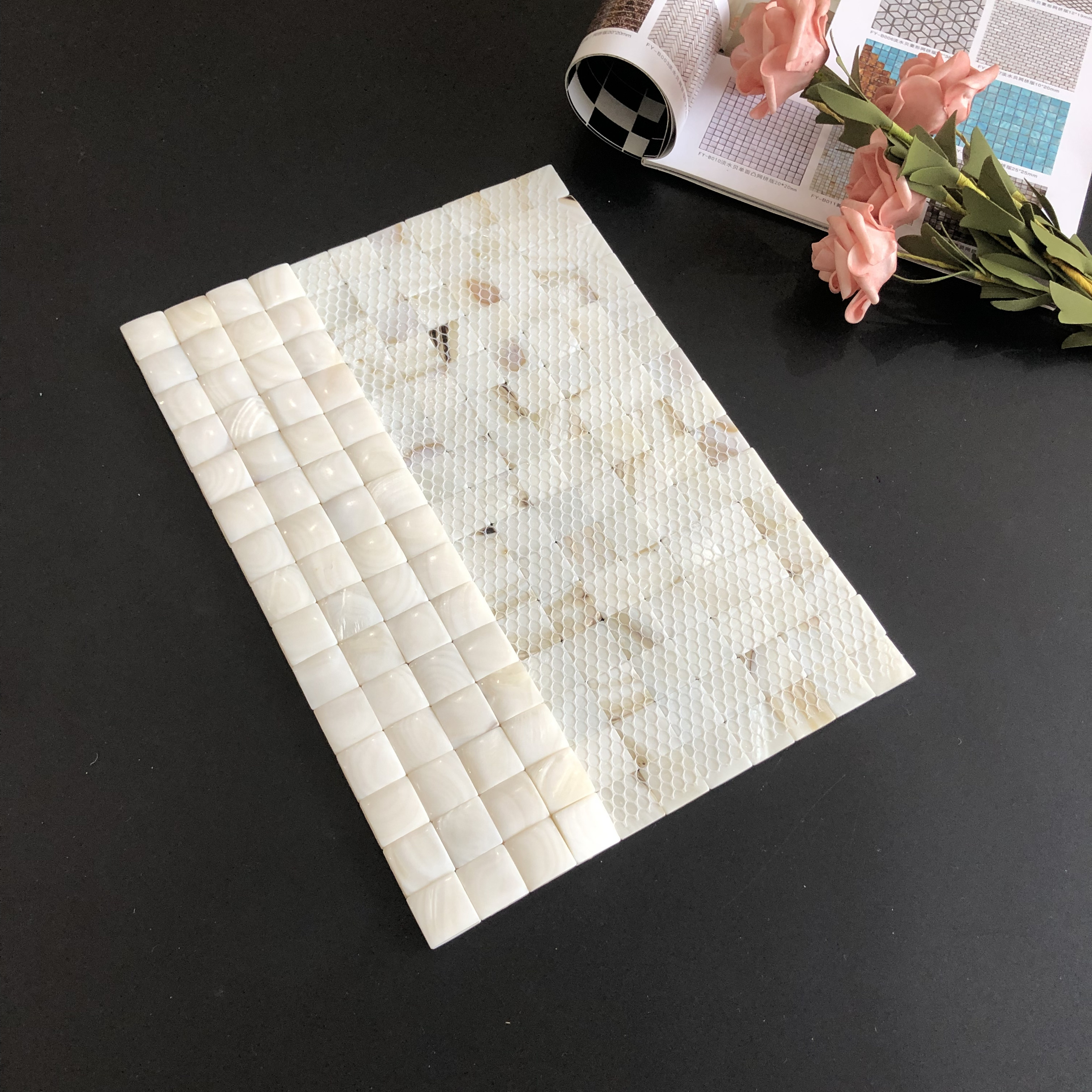 Convex Mother of Pearl Tile, Peel and Stick Shell 3D Mosaic Tile for Kitchen Backsplash