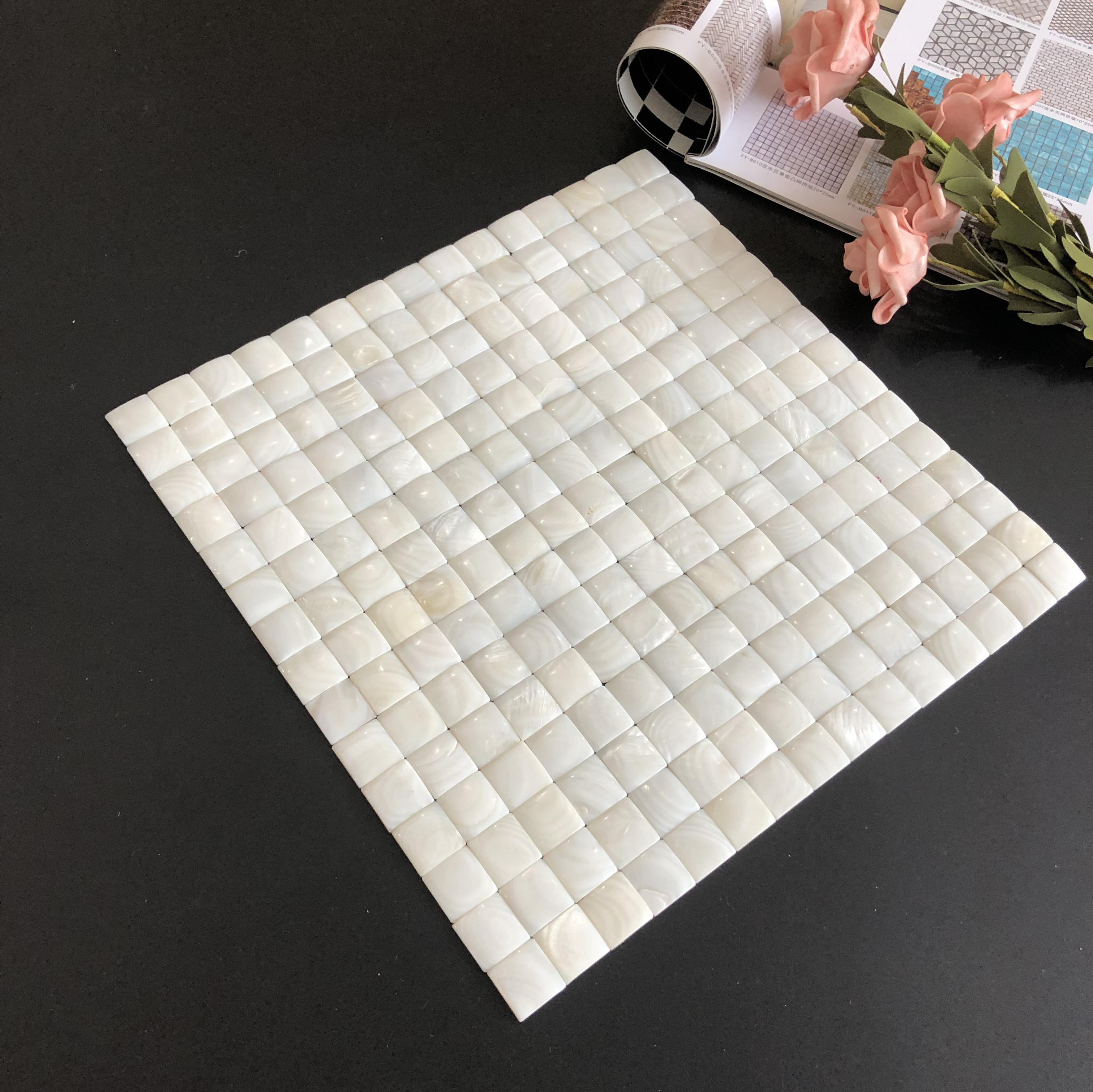 Convex Mother of Pearl Tile, Peel and Stick Shell 3D Mosaic Tile for Kitchen Backsplash