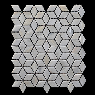 Natural Rhombus  Mother of Pearl Tile, Peel and Stick Seam Shell Mosaic Tile for Kitchen Backsplash