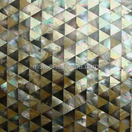 TR018 triangle black lip sea shell panel for wall decoration mother of pearl shell mosaic tile