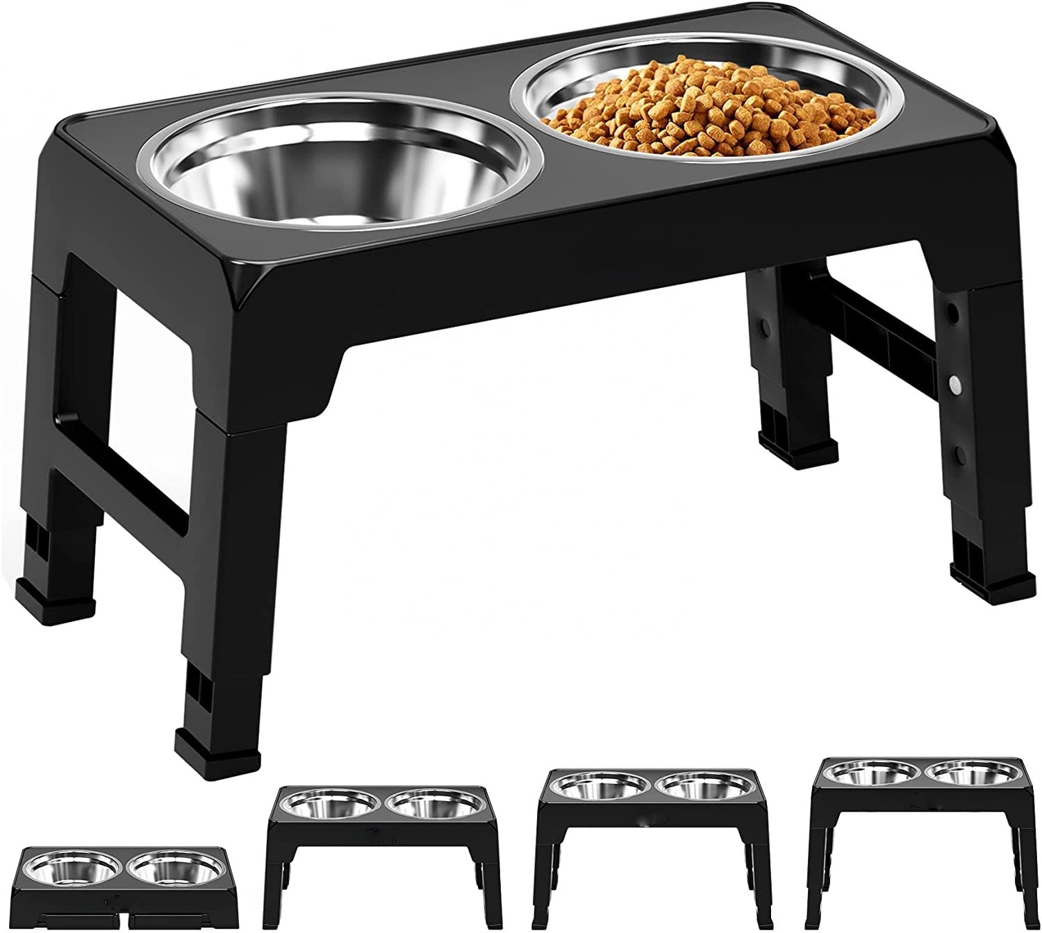 2023 New Design Adjustable Elevated Dog Bowl Bowls Height Raised Dog Bowl Stand Personalized Dog Feeder with 304 Stainless Steel