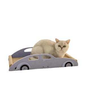 2024 New Design Funny Car Cat Scratching Beds Corrugated Paper Felt Comfortable Cat Scratcher Sleeping Bed