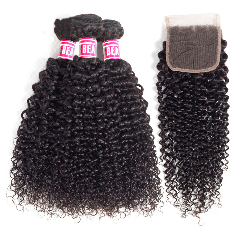 MS Beauty hair 7A 8A 9A 10A 11A Virgin remy Indian Deep Curl Kinky Curly Hair bundle With Closure frontal match well