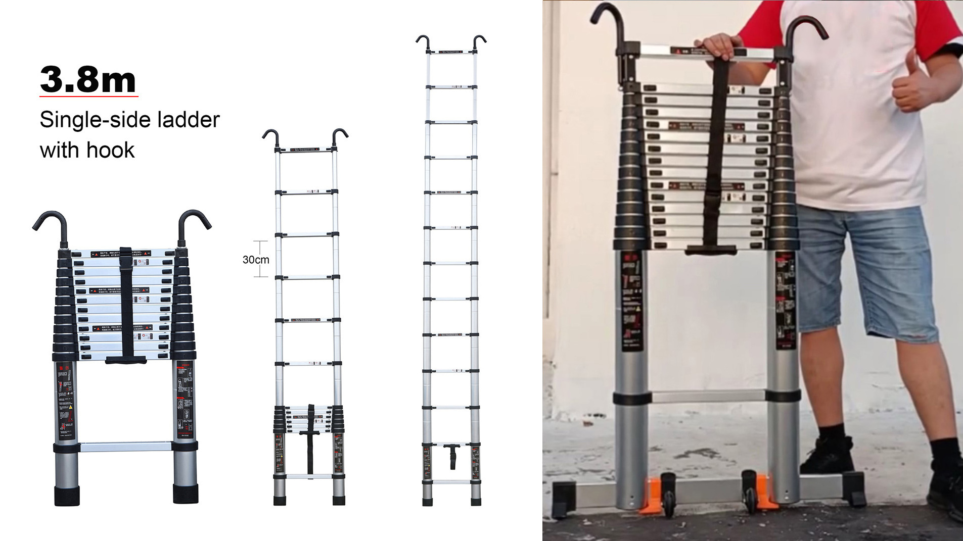 Multi-Purpose Aluminum Extension Ladder Aluminum Ladder Foldable Manufacturers Aluminum Ladder 12 Meter