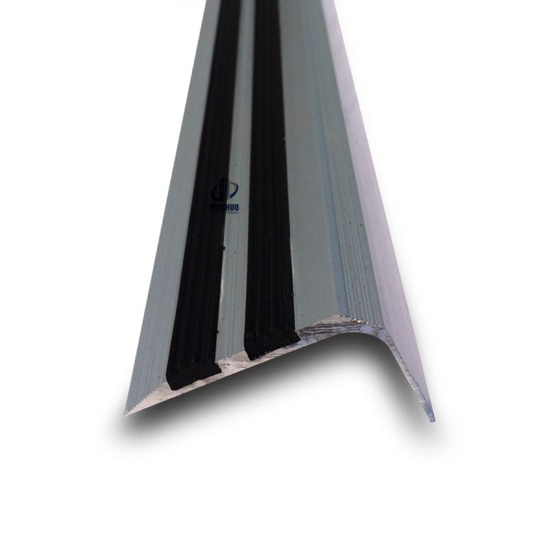 Aluminum Alloy 6063-T5 Stair Edge Protective Profile With PVC Insert Anti Slip Stair Nosing