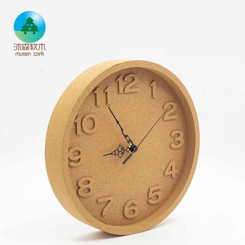 Round circle  diameter wall wood cork clock for bedroom home decoration clocks